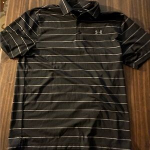 Under Armour Men's Polo with Black and Gray Stripes